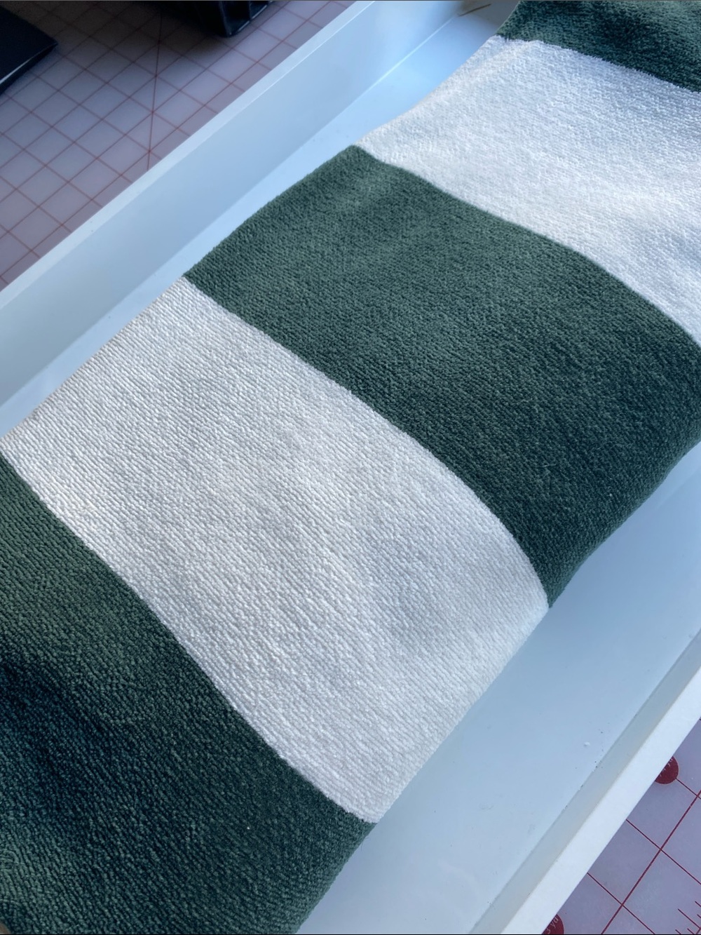 Zara Green and White Striped Beach Towel